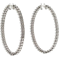 18K White Gold 11.06 Total Carat Weight Princess Cut Diamond Hoop Earrings - Radiant Elegance