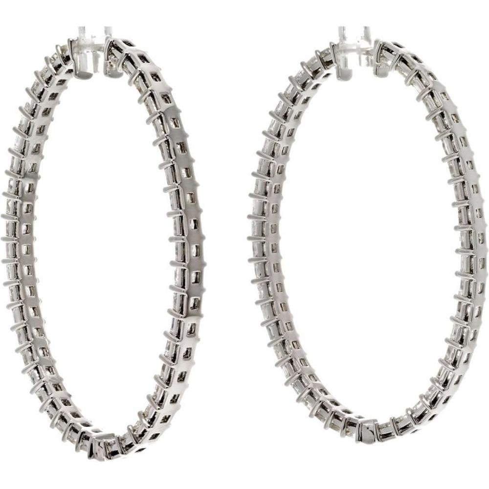 18K White Gold 11.06 Total Carat Weight Princess Cut Diamond Hoop Earrings - Radiant Elegance