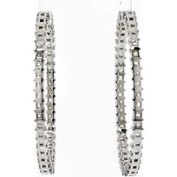 18K White Gold 11.06 Total Carat Weight Princess Cut Diamond Hoop Earrings - Radiant Elegance