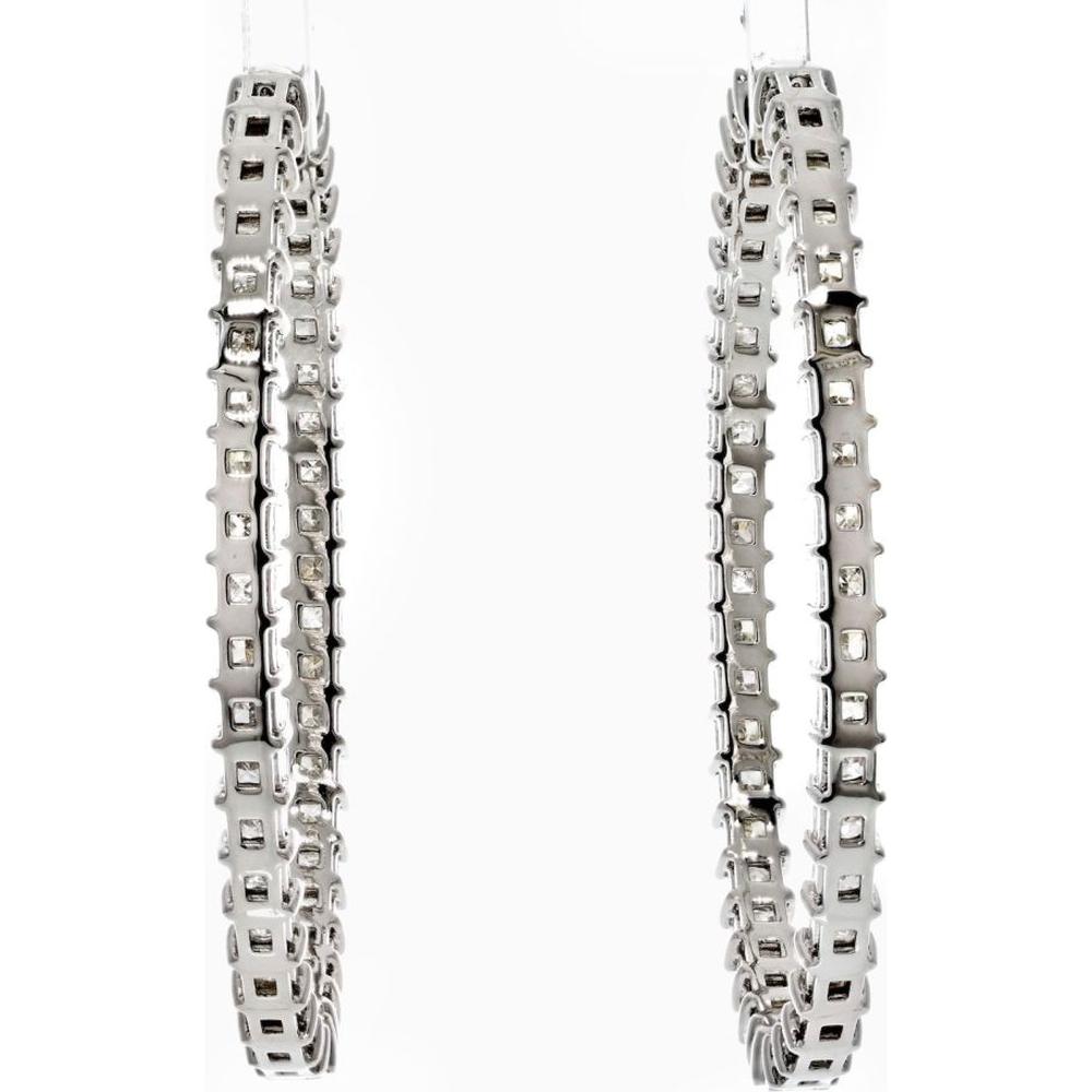 18K White Gold 11.06 Total Carat Weight Princess Cut Diamond Hoop Earrings - Radiant Elegance