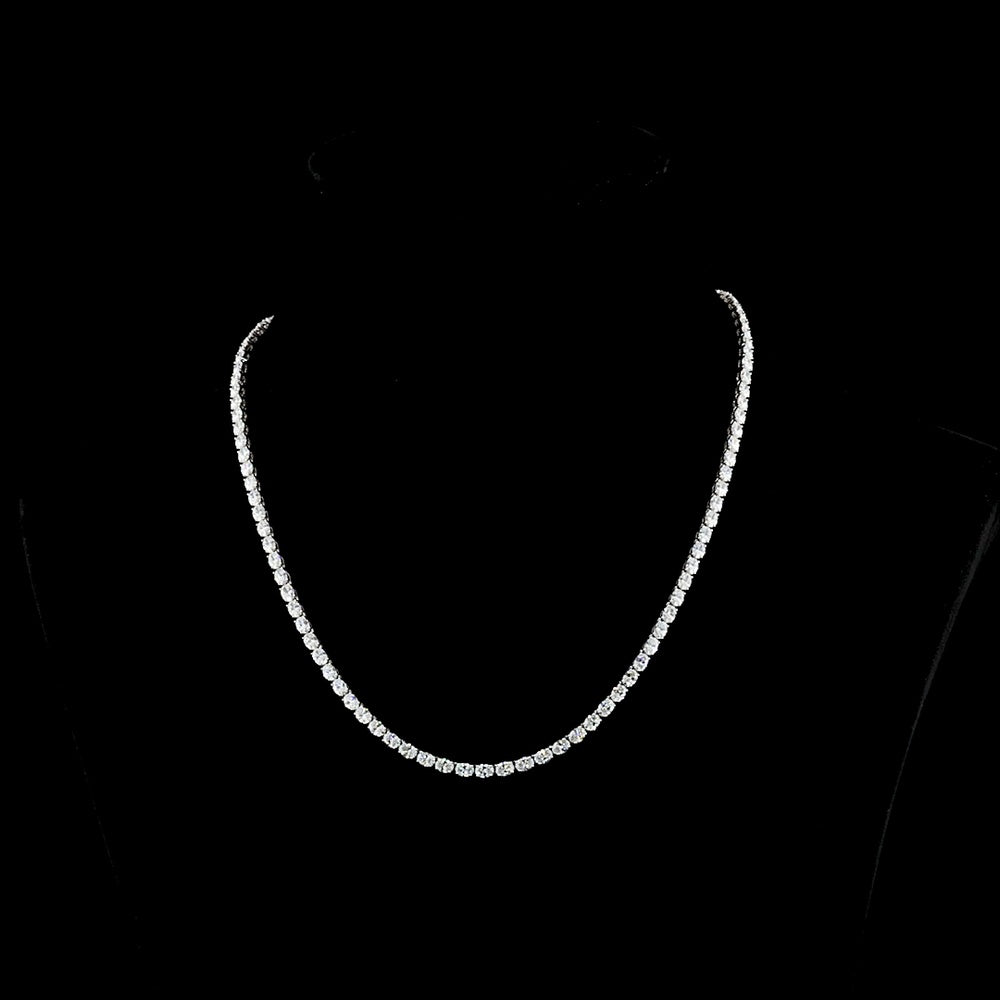 18K White Gold 11.8 Carat Tennis Necklace with East-West Set Oval Cut Lab Diamonds - 104 Stones E-F VS Quality - Covaloro Fine Jewelry