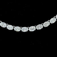 18K White Gold 11.8 Carat Tennis Necklace with East-West Set Oval Cut Lab Diamonds - 104 Stones E-F VS Quality - Covaloro Fine Jewelry