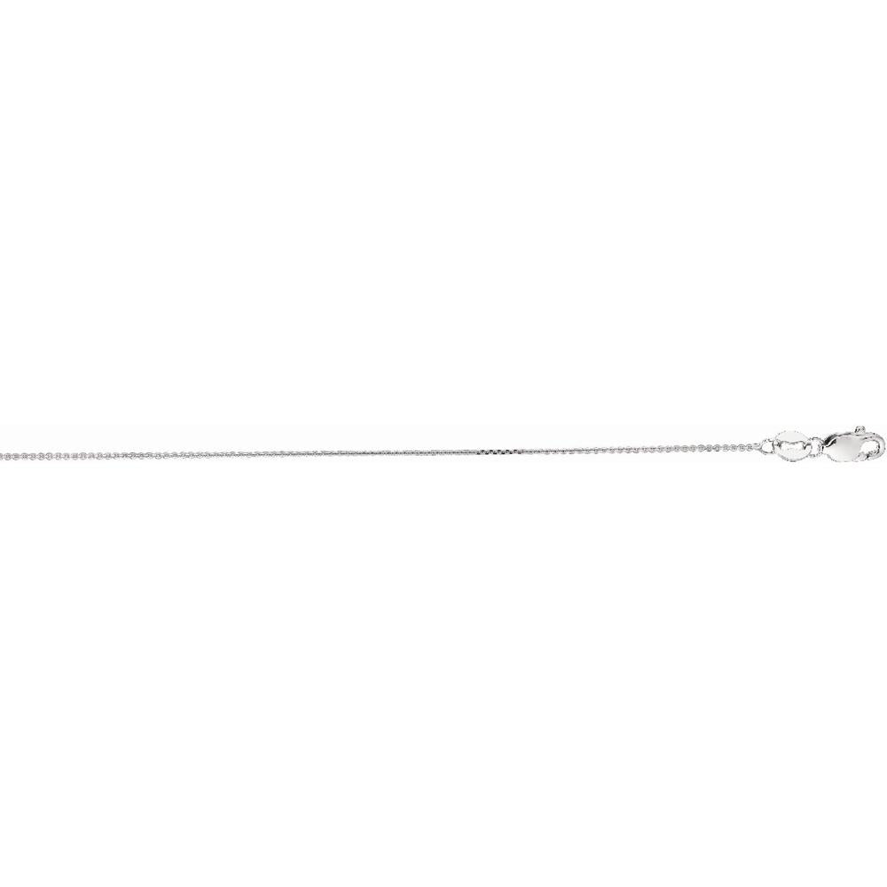 18K White Gold 16" 0.9mm Cable Chain with Diamond-Cut Finish and Lobster Clasp by Orozza Fine Jewelry