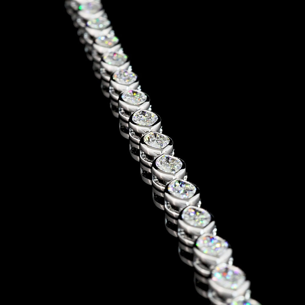 18K White Gold 17.5" Tennis Necklace with East-West Bezel Set Marquise Cut Lab Diamonds - 10.07 Carat Total Diamond Weight - Covaloro Fine Jewelry