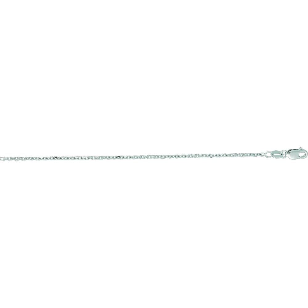 18K White Gold 18" Diamond Cut Cable Chain Necklace with Lobster Clasp - 1.4mm Width by Orozza Fine Jewelry