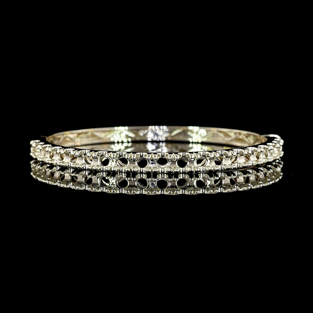 18K White Gold 19-Stone Bangle Bracelet with Pavé Micro Set Round Lab Diamonds - 4.50 Carats Total Diamond Weight - Covaloro Fine Jewelry
