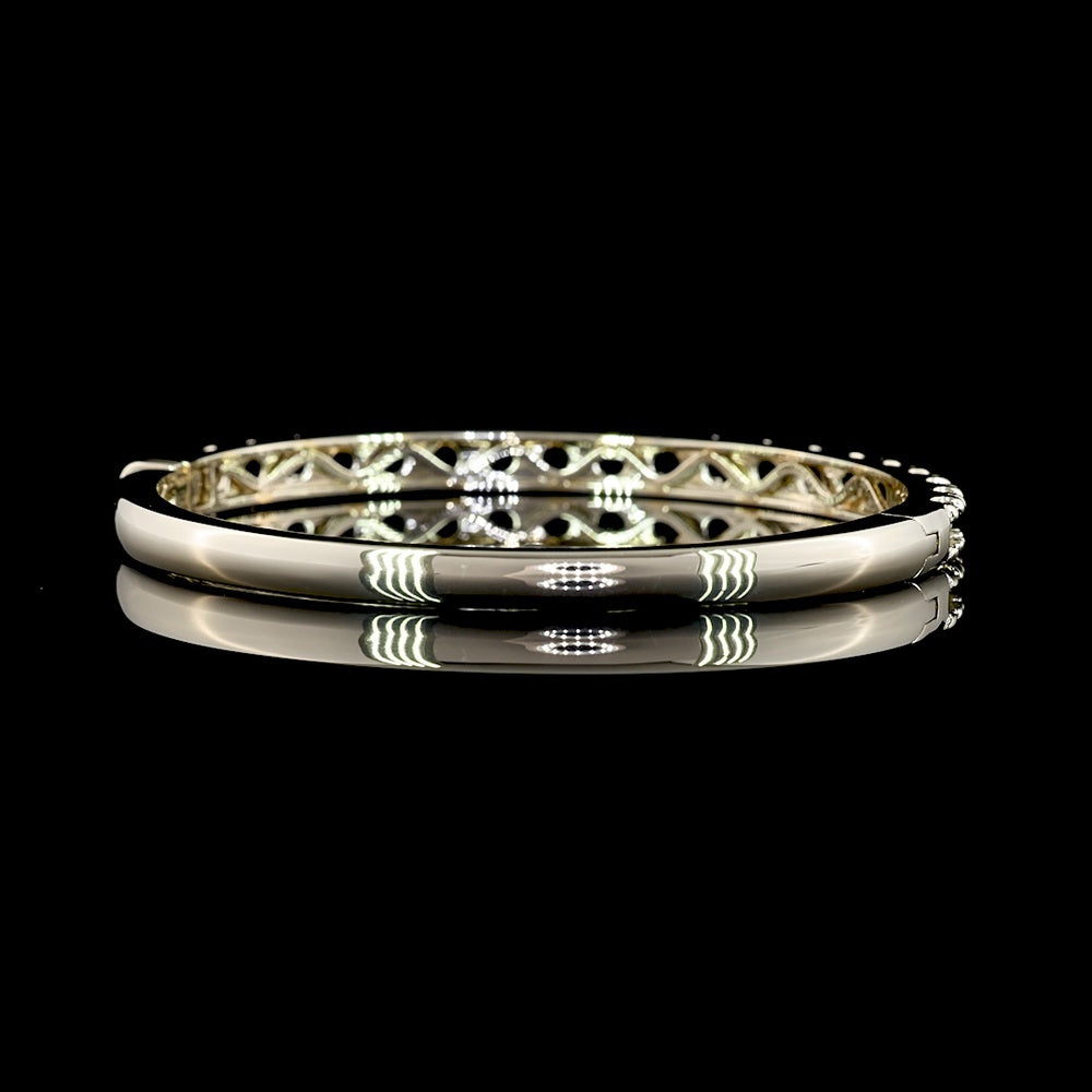18K White Gold 19-Stone Bangle Bracelet with Pavé Micro Set Round Lab Diamonds - 4.50 Carats Total Diamond Weight - Covaloro Fine Jewelry