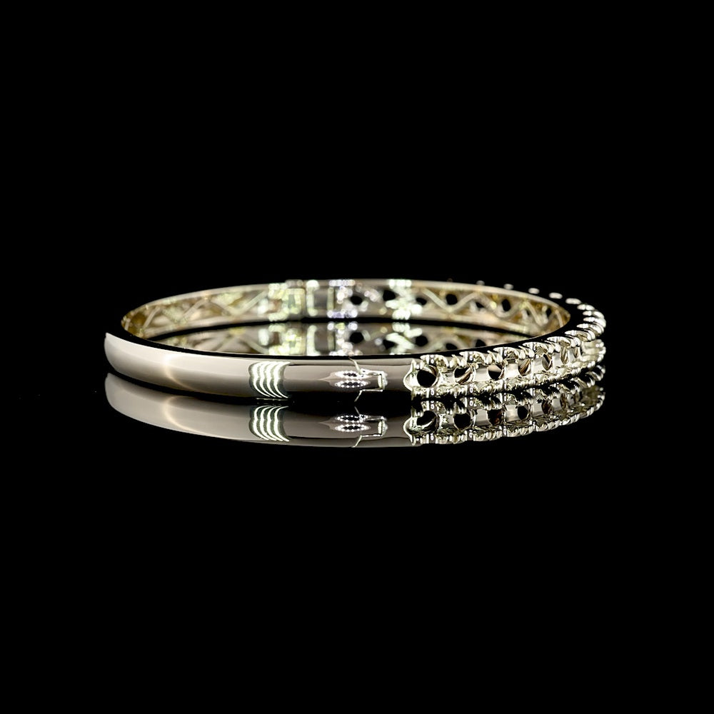 18K White Gold 19-Stone Bangle Bracelet with Pavé Micro Set Round Lab Diamonds - 4.50 Carats Total Diamond Weight - Covaloro Fine Jewelry