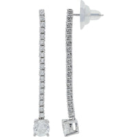18K White Gold 2.04 Carat Total Diamond Drop Earrings - Prong Set Round Diamonds