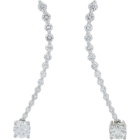 18K White Gold 2.35 Carat Total Weight Round Diamond Drop Earrings
