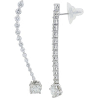 18K White Gold 2.35 Carat Total Weight Round Diamond Drop Earrings