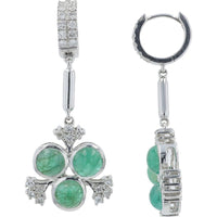 18K White Gold 2.41 Carat Emerald Earrings with 0.45 Carat Diamond Accents