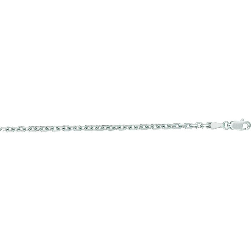 18K White Gold 2.6mm Diamond Cut Cable Chain Necklace - 18" Polished Finish by Orozza Fine Jewelry