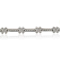 18K White Gold 2.75 Total Carat Weight Diamond Flower One Line Bracelet
