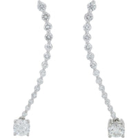 18K White Gold 2 Carat Total Weight Prong Set Diamond Drop Earrings