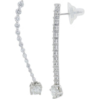 18K White Gold 2 Carat Total Weight Prong Set Diamond Drop Earrings