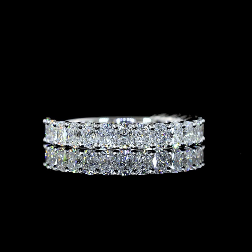 18K White Gold 3/4 Band Ring with Prong Set Cushion Brilliant Cut Lab Diamonds - 1.35 Carats Total Diamond Weight - Covaloro Fine Jewelry