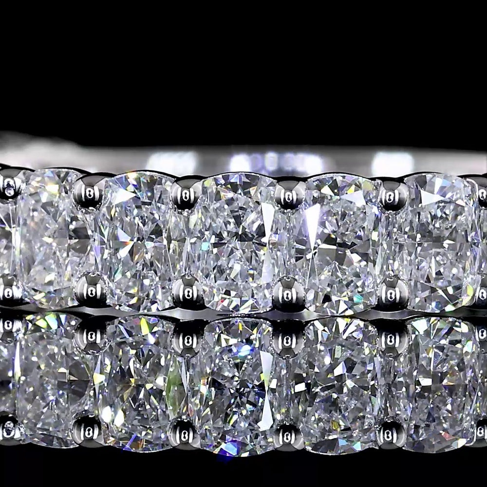 18K White Gold 3/4 Band Ring with Prong Set Cushion Brilliant Cut Lab Diamonds - 1.35 Carats Total Diamond Weight - Covaloro Fine Jewelry