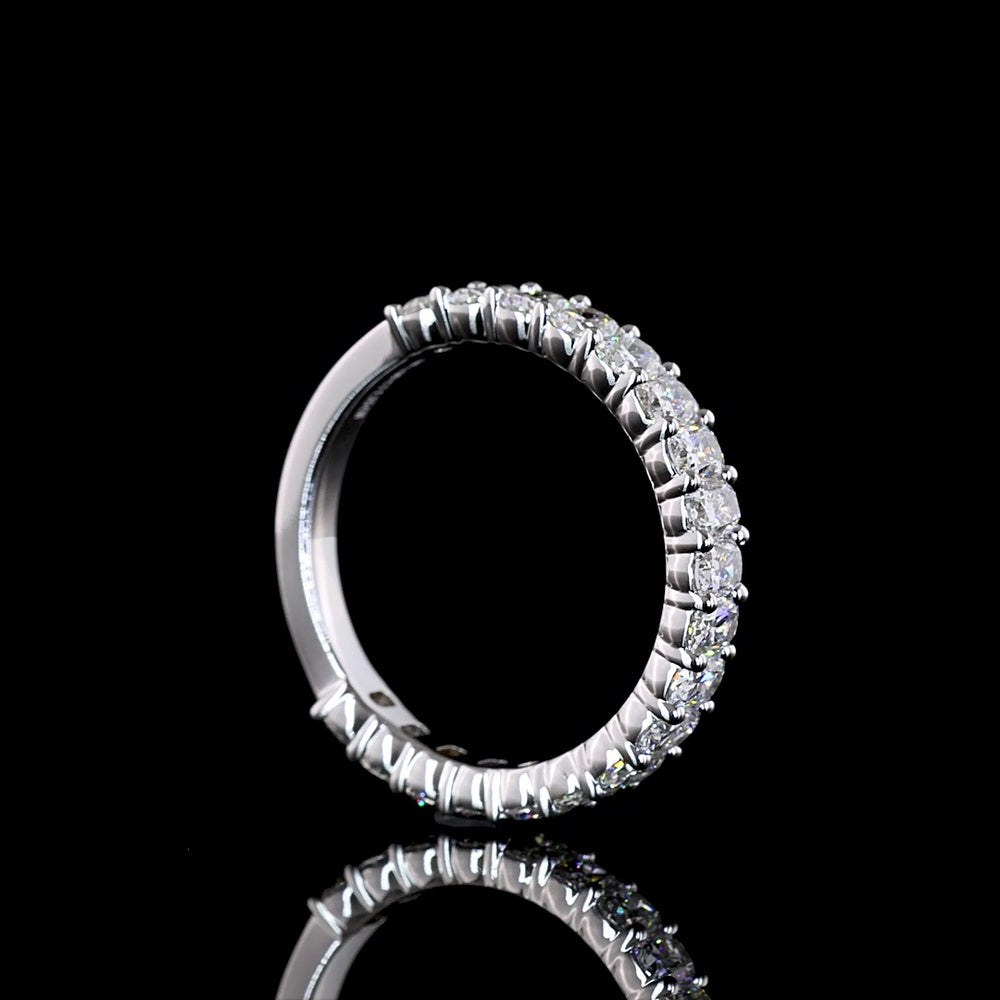 18K White Gold 3/4 Band Ring with Prong Set Cushion Brilliant Cut Lab Diamonds - 1.35 Carats Total Diamond Weight - Covaloro Fine Jewelry