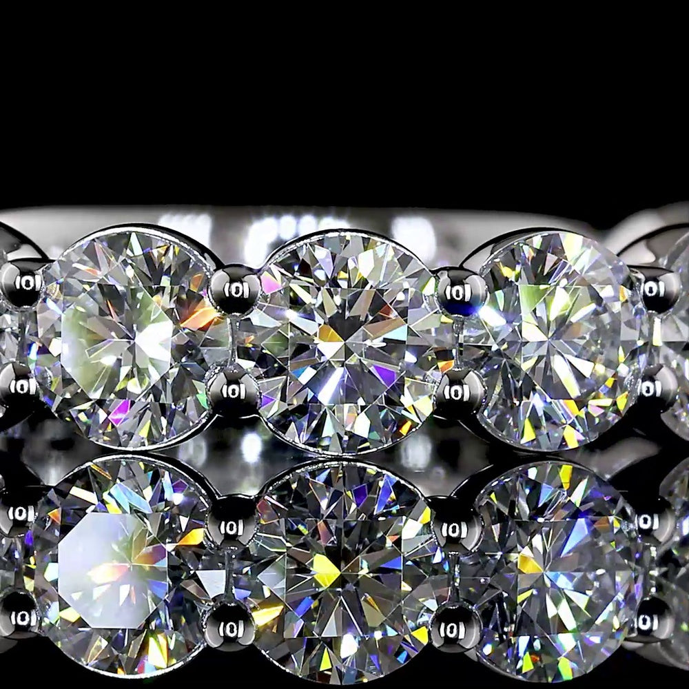 18K White Gold 3/4 Eternity Band with 11 Prong Set Brilliant Cut Round Lab Diamonds - 2.55 Carat Total Weight - Covaloro Fine Jewelry