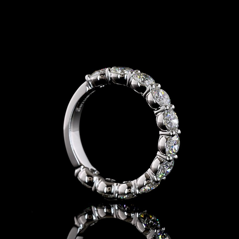 18K White Gold 3/4 Eternity Band with 11 Prong Set Brilliant Cut Round Lab Diamonds - 2.55 Carat Total Weight - Covaloro Fine Jewelry
