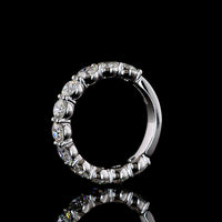 18K White Gold 3/4 Eternity Band with 11 Prong Set Brilliant Cut Round Lab Diamonds - 2.55 Carat Total Weight - Covaloro Fine Jewelry