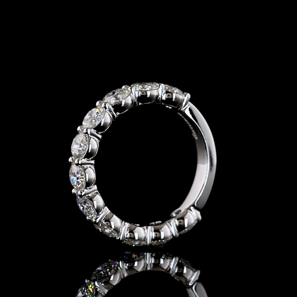 18K White Gold 3/4 Eternity Band with 11 Prong Set Brilliant Cut Round Lab Diamonds - 2.55 Carat Total Weight - Covaloro Fine Jewelry