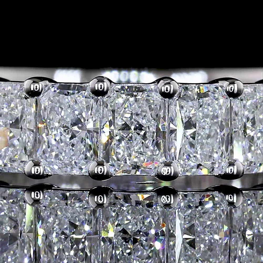 18K White Gold 3/4 Eternity Band with 19 Prong-Set Radiant Cut Lab Diamonds - 2.33 Carat Total Weight, E-F Color, VS1 Clarity - Covaloro Fine Jewelry
