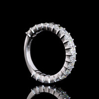 18K White Gold 3/4 Eternity Band with 19 Prong-Set Radiant Cut Lab Diamonds - 2.33 Carat Total Weight, E-F Color, VS1 Clarity - Covaloro Fine Jewelry