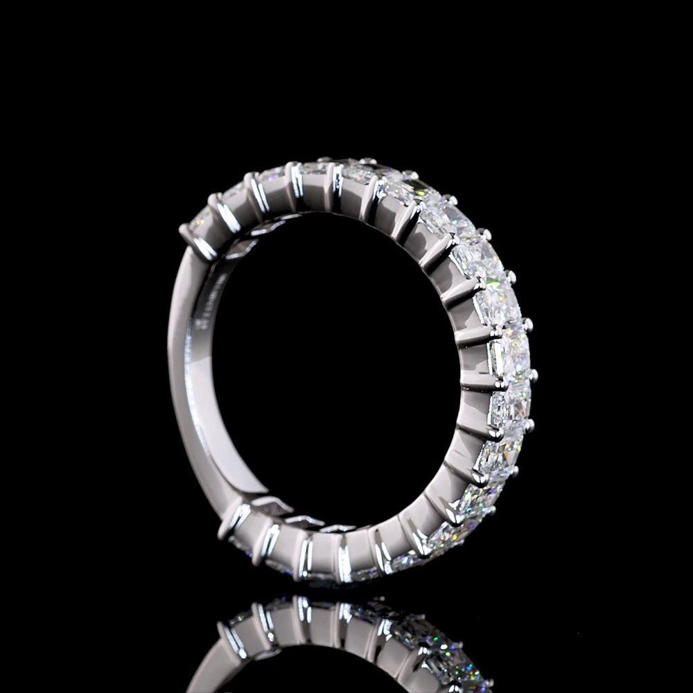 18K White Gold 3/4 Eternity Band with 19 Prong-Set Radiant Cut Lab Diamonds - 2.33 Carat Total Weight, E-F Color, VS1 Clarity - Covaloro Fine Jewelry