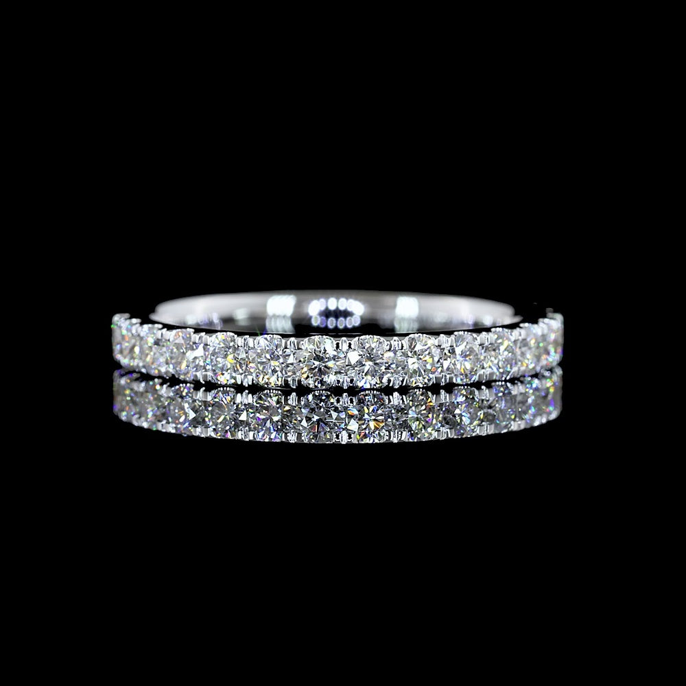 18K White Gold 3/4 Eternity Band with 21 Round Brilliant Lab Diamonds - 0.85 Carat Total Weight, E-F Color VS Clarity - Covaloro Fine Jewelry