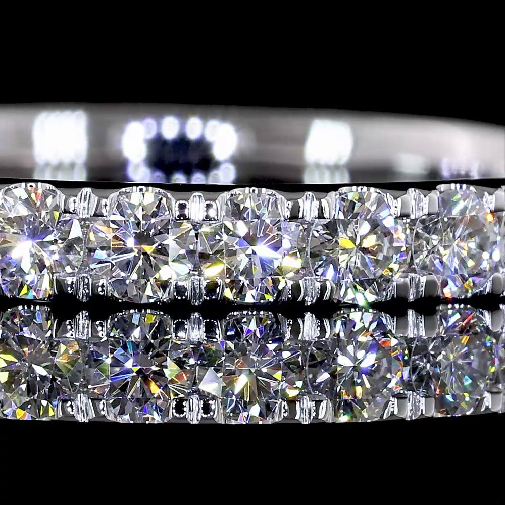 18K White Gold 3/4 Eternity Band with 21 Round Brilliant Lab Diamonds - 0.85 Carat Total Weight, E-F Color VS Clarity - Covaloro Fine Jewelry