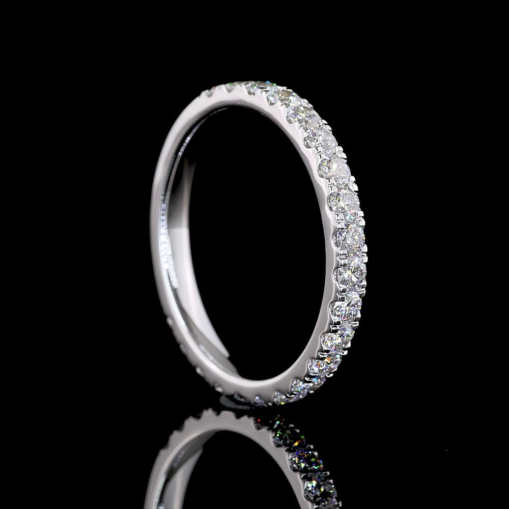 18K White Gold 3/4 Eternity Band with 21 Round Brilliant Lab Diamonds - 0.85 Carat Total Weight, E-F Color VS Clarity - Covaloro Fine Jewelry