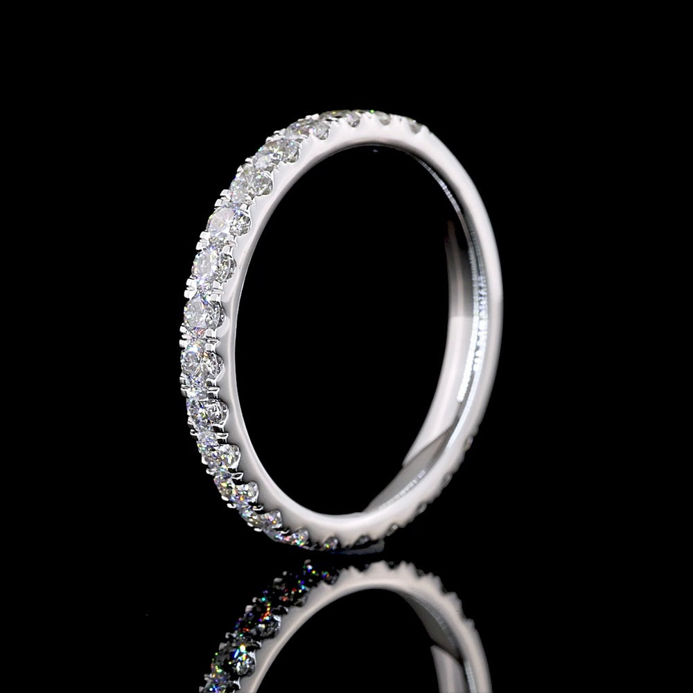 18K White Gold 3/4 Eternity Band with 21 Round Brilliant Lab Diamonds - 0.85 Carat Total Weight, E-F Color VS Clarity - Covaloro Fine Jewelry