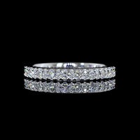 18K White Gold 3/4 Eternity Band with 49 Pave Set Round Lab Diamonds - 0.82 Carat Total Weight, E-F Color VS Clarity - Covaloro Fine Jewelry