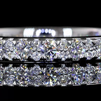 18K White Gold 3/4 Eternity Band with 49 Pave Set Round Lab Diamonds - 0.82 Carat Total Weight, E-F Color VS Clarity - Covaloro Fine Jewelry