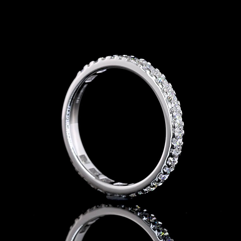 18K White Gold 3/4 Eternity Band with 49 Pave Set Round Lab Diamonds - 0.82 Carat Total Weight, E-F Color VS Clarity - Covaloro Fine Jewelry