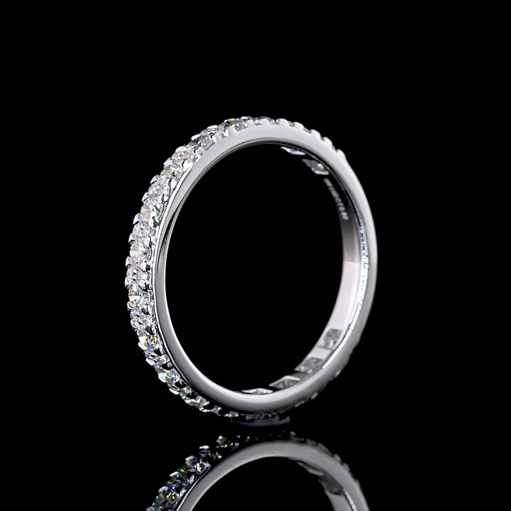 18K White Gold 3/4 Eternity Band with 49 Pave Set Round Lab Diamonds - 0.82 Carat Total Weight, E-F Color VS Clarity - Covaloro Fine Jewelry