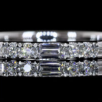18K White Gold 3/4 Eternity Band with Alternating Baguette and Round Brilliant Lab Diamonds - 0.54 Carat Total Weight, E-F VS Quality - Covaloro Fine Jewelry