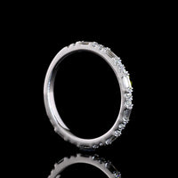 18K White Gold 3/4 Eternity Band with Alternating Baguette and Round Brilliant Lab Diamonds - 0.54 Carat Total Weight, E-F VS Quality - Covaloro Fine Jewelry