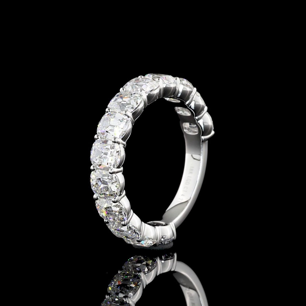 18K White Gold 3/4 Eternity Band with Antique Cushion Cut Lab Diamonds - 4.21 Carat Total Weight - Covaloro Fine Jewelry