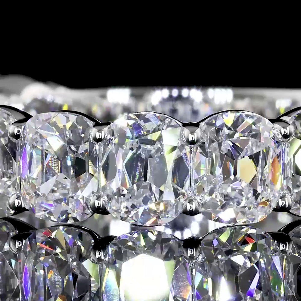 18K White Gold 3/4 Eternity Band with Antique Cushion Cut Lab Diamonds - 4.21 Carat Total Weight - Covaloro Fine Jewelry