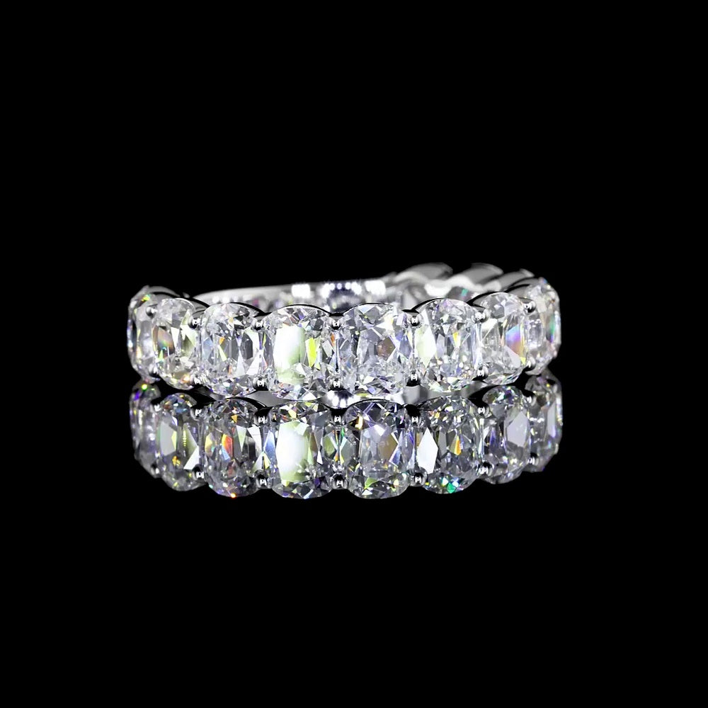 18K White Gold 3/4 Eternity Band with Antique Cushion Cut Lab Diamonds - 4.21 Carat Total Weight - Covaloro Fine Jewelry