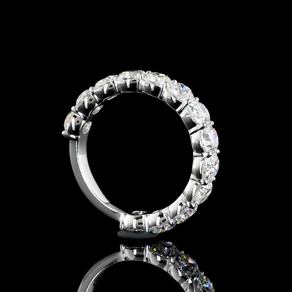 18K White Gold 3/4 Eternity Band with Antique Cushion Cut Lab Diamonds - 4.21 Carat Total Weight - Covaloro Fine Jewelry