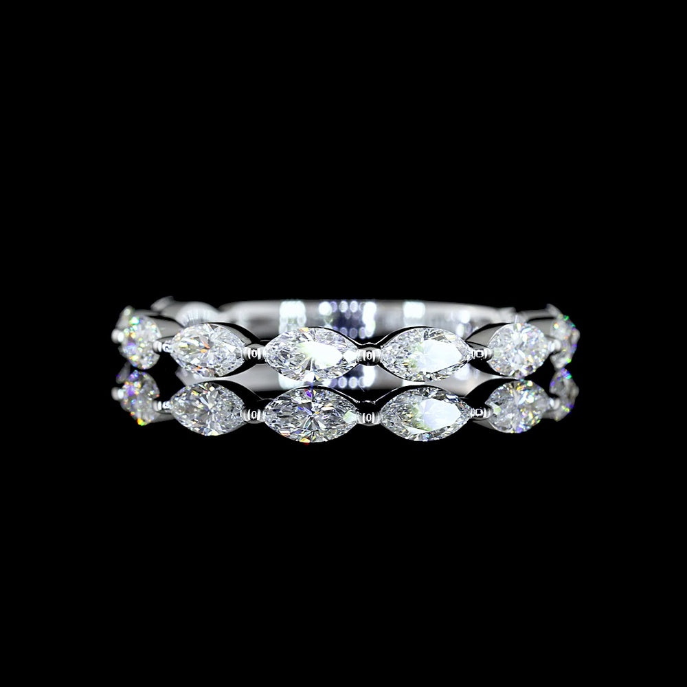 18K White Gold 3/4 Eternity Band with East-West Marquise Cut Lab Diamonds - 0.81 Carats Total Diamond Weight - Covaloro Fine Jewelry
