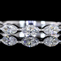 18K White Gold 3/4 Eternity Band with East-West Marquise Cut Lab Diamonds - 0.81 Carats Total Diamond Weight - Covaloro Fine Jewelry