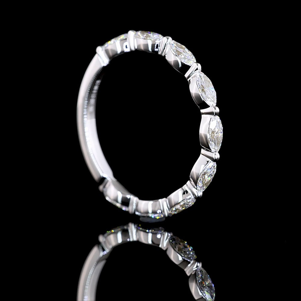 18K White Gold 3/4 Eternity Band with East-West Marquise Cut Lab Diamonds - 0.81 Carats Total Diamond Weight - Covaloro Fine Jewelry