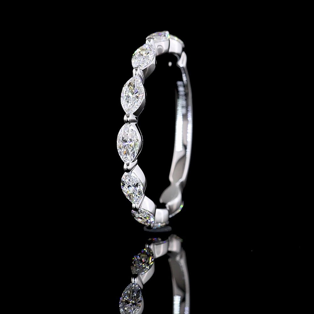 18K White Gold 3/4 Eternity Band with East-West Marquise Cut Lab Diamonds - 0.81 Carats Total Diamond Weight - Covaloro Fine Jewelry