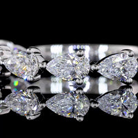 18K White Gold 3/4 Eternity Band with East-West Pear Cut Lab Diamonds - 1.20 Carats Total Diamond Weight, E-F Color VS1 Clarity - Covaloro Fine Jewelry