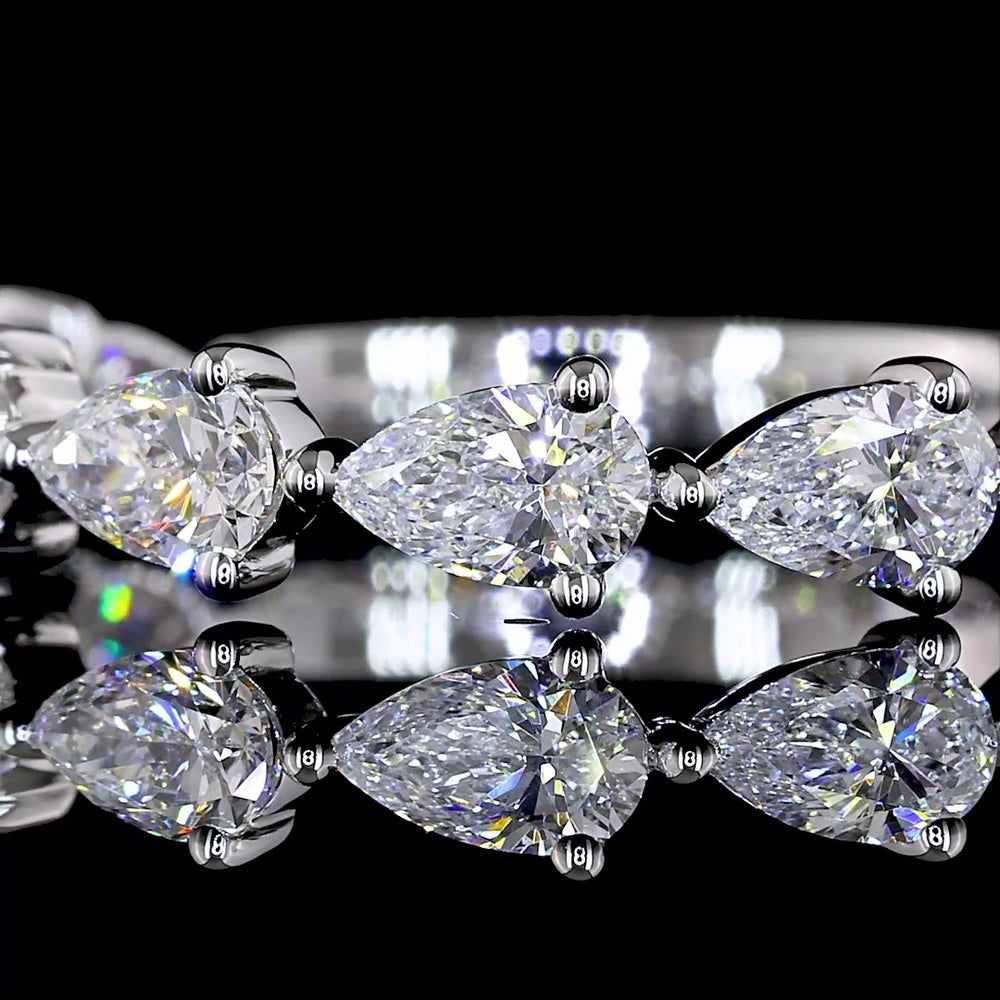 18K White Gold 3/4 Eternity Band with East-West Pear Cut Lab Diamonds - 1.20 Carats Total Diamond Weight, E-F Color VS1 Clarity - Covaloro Fine Jewelry